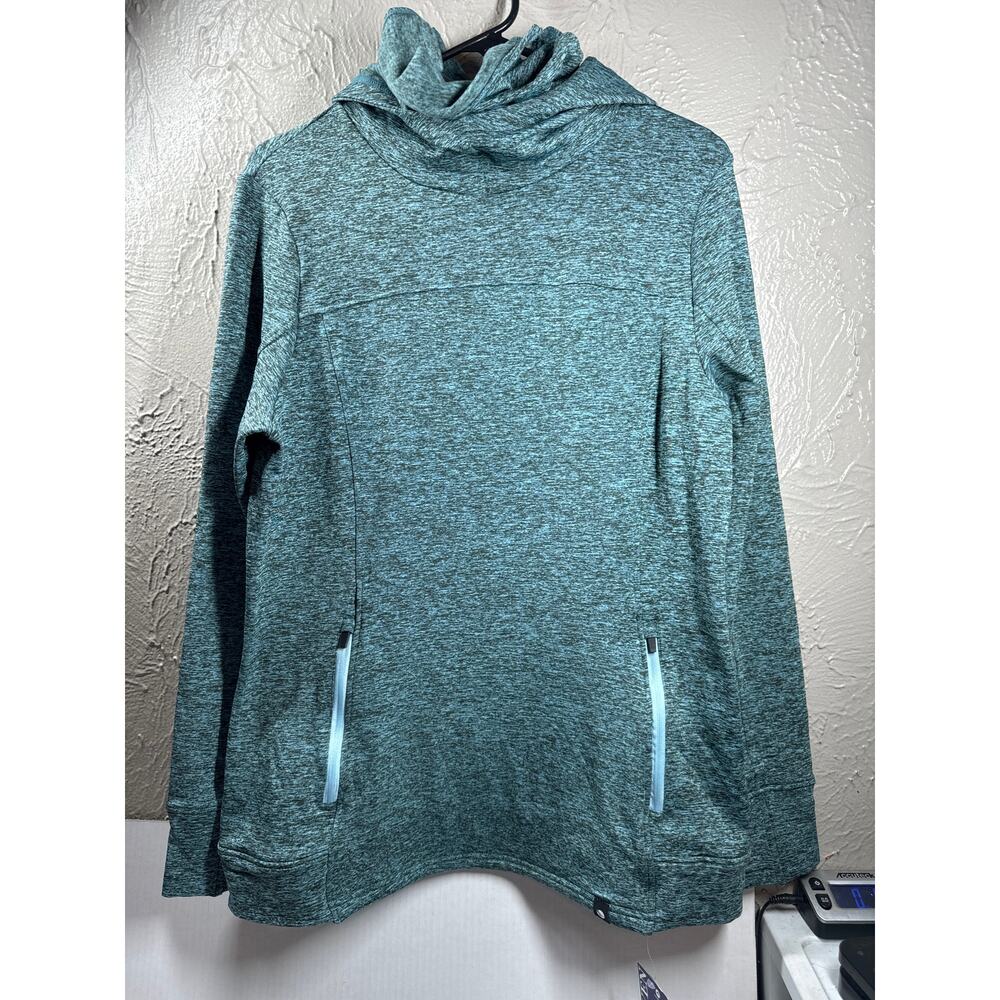 NWT Soneven Cowl Neck Long Sleeve Thumb Holes Zip Pockets Womens Pullover Size M